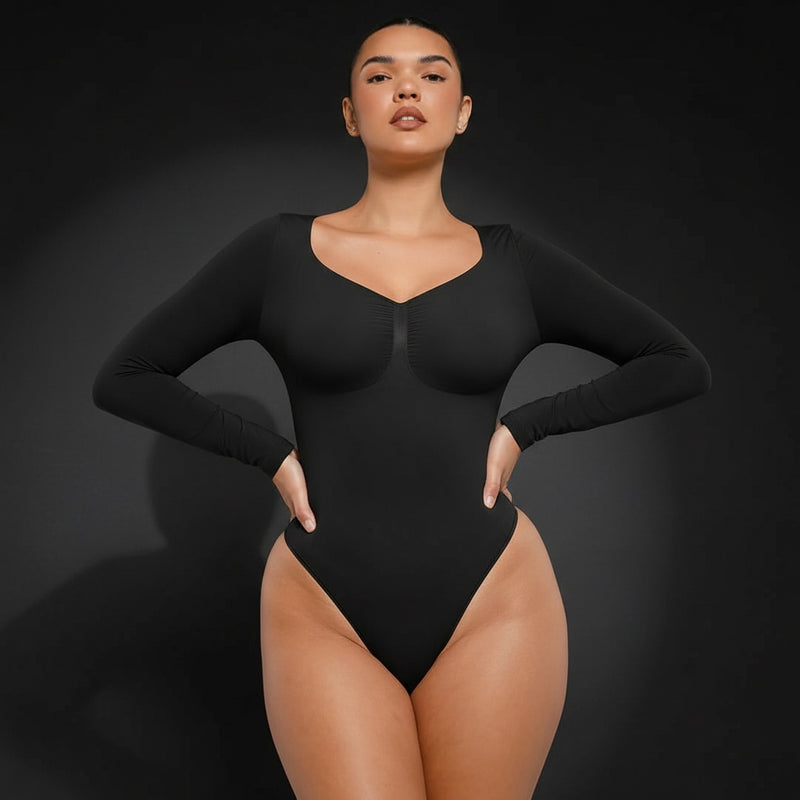 Long Sleeve Support Thong Bodysuit